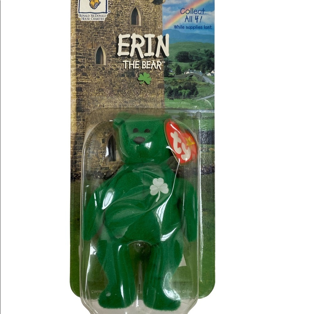 Vintage 1990s Ty Teenie Beanie Baby mini Erin the bear green